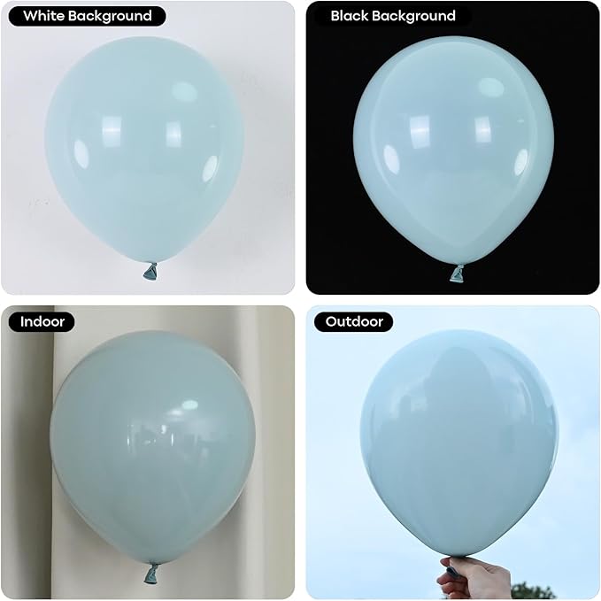 Blue Balloons 5inch Pale Aqua Balloons 60pcs Mini Round Small Retro Light Dusty Fog Mist Blue Latex Balloon for Arch Garland Boho Birthday Party Decoration Wedding Baby Shower Graduation