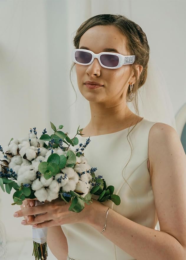 Bride Sunglasses Vintage Small Square Style Perfect Bachelorette Party Sunnies Bridal Shower Accessories