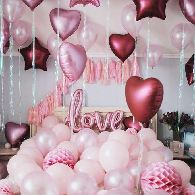 Lovoir 12 Pcs Red Heart Shape Foil Mylar Balloons 18 Inch Love Balloons for Valentine's Day Birthday Party Decorations Wedding Engagement Romantic Decor(Metallic Color)