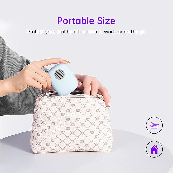 Toothbrush Holder, Toothbrush Cleaner Case, Portable USB Charging Toothbrush Cover with U V-C Light, Travel Toothbrush Holder (Blue-Fan)