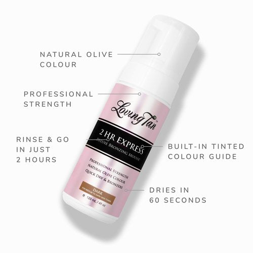 Loving Tan 2 HR Express Mousse (4FL Oz) + Face Tan (1.6Oz), Dark - Streak Free, Natural looking, Professional Strength Sunless Tanner - Cruelty Free, Naturally Derived DHA
