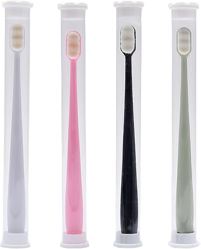 4Pieces Soft Bristle Toothbrushes for Family Use Feature Waved Designs for Enhancing Sensitive Teeth Soft Bristle Toothbrush