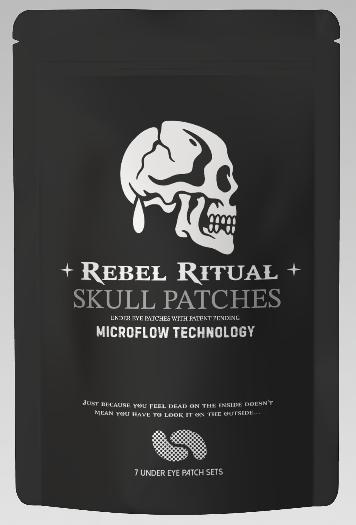 Rebel Ritual Skull Under Eye Patches for Men, Collagen Hydrogel Eye Masks, Cooling Hydrating Under Eye Patches with MicroFlow Design, 7 Pairs