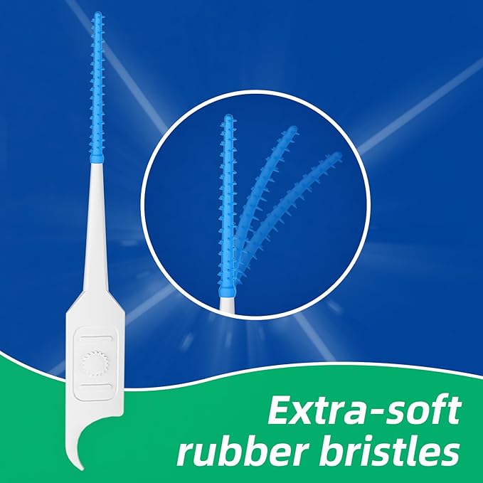 Dental Floss Picks for Teeth Cleaning, Easy to Use Disposable Interdental Brushes with Convenient Carry Case (Blue, 300 Count)