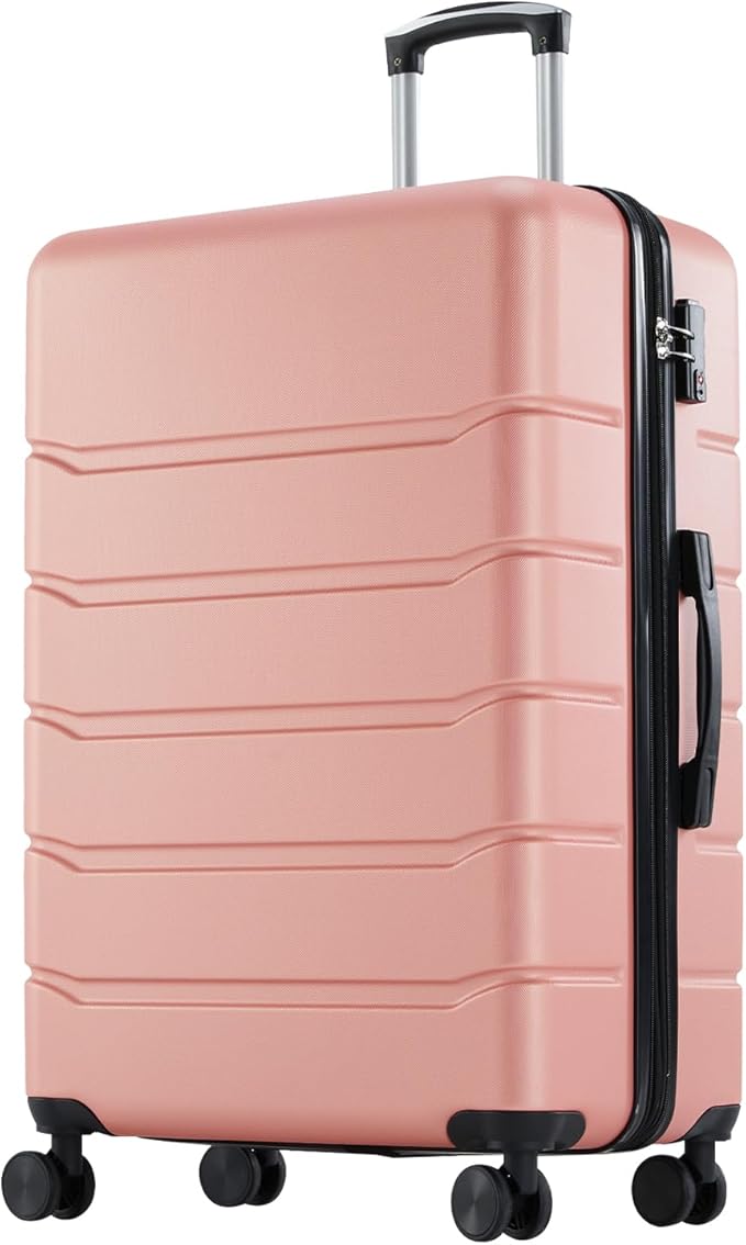 Sweetcrispy Carry on Suitcase, Luggage with Spinner Wheels, Hard Shell ABS, TSA Lock, 24 Inch Pink