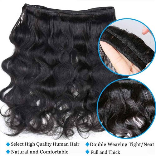 Cirvty 12A Human Hair Bundles 20 20 20 Inch Body Wave Bundles Human Hair Weave 3 Bundles Human Hair Weft Unprocessed Human Hair Bundles 100% Brazilian Human Hair Bundle Natural Black