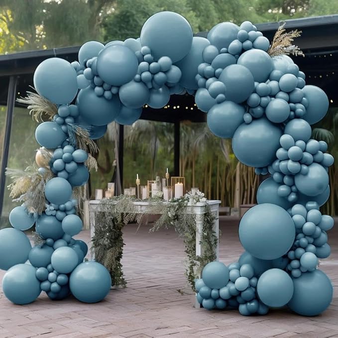 Dusty Blue Balloon Double Stuffed Slate Baby Blue Balloons Different Sizes 18/12/5 Inch Pastel Balloon Arch Kit for Birthday Baby Shower Gender Reveal Wedding Graduation Party Decorations