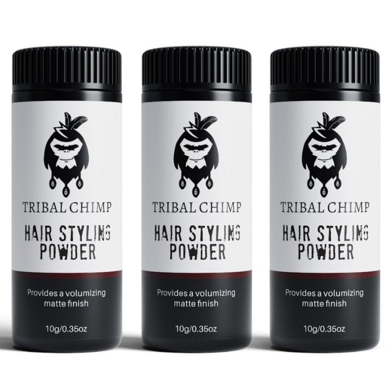 Tribal Chimp Hair Styling Powder, All-day Invisible Hold Hair Volumizer and Texture Powder for Men and Women, Styling Powder with Matte Finish - 3-Piece Set, 10g