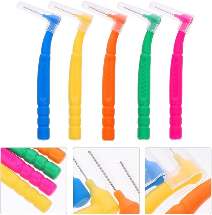 30pcs Interdental Brushes Tooth Cleaning Toothbrush L-Shaped Manual Brush for Braces Orthodontic Care Set for Home Oral Hygiene