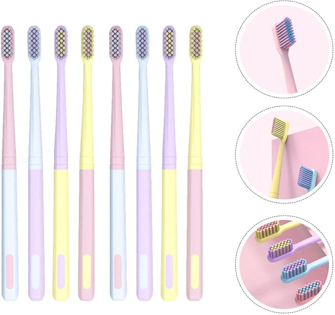 8pcs Adult Toothbrushes Small Head Soft Bristles Flexible Gum Care Family Toothbrush Set for Home and Travel
