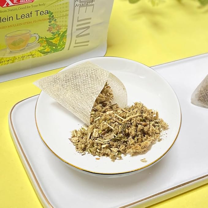 Mullein Leaf Tea - 2.2g*40 TeaBags - Re-usable for Brew - for Detox & Lungs - 100% Natural Mullein Mullein Leaf & Stem & Flower - Non-GMO - Caffeine-free - Eco-Conscious Tea Bags