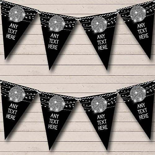 60's 70's 80's Disco Silver Ball Personalized Birthday Party Bunting - Hanging Party Decoration - Birthday Party Banner Garland | Decorative Party Supplies