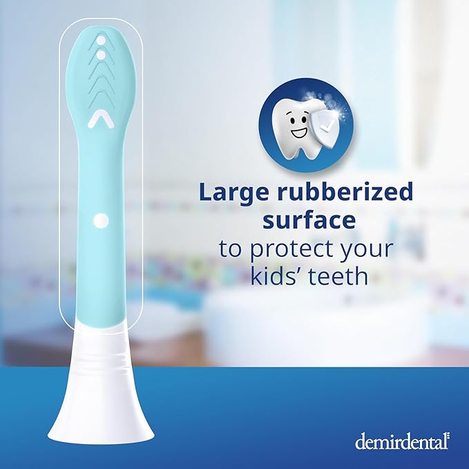 demirdental Kids mini Toothbrush Heads Compatible with Philips Sonicare Kids Toothbrush Heads - Replacement Heads mini Sensitive - Brush Heads from Ages 3 to 6 - Turquoise - Replaces HX6038-8 Pack