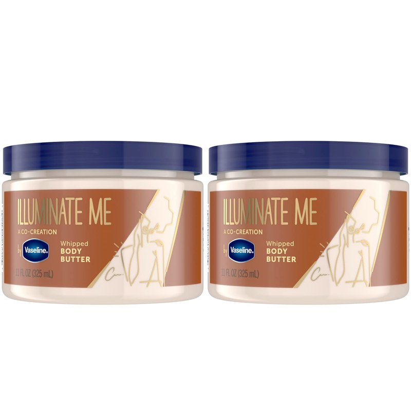 Vaseline Illuminate Me Whipped Body Butter 2-Pack – Lightweight Moisturizer for Luminous, Glowing Skin, 11 Oz Ea