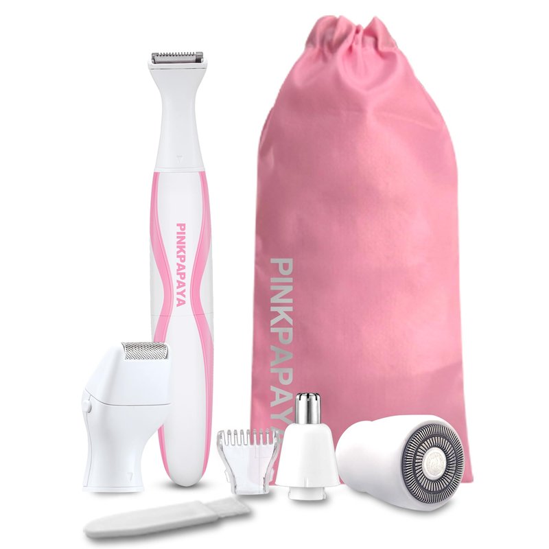 Pinkpapaya Electric Bikini Trimmer for Women,4 in 1 Electric Shaver,Bikini Line Hair Removal and Facial Hair Remover,Face Razors & Nose Hair Trimmer,Women's Grooming Kit,Tomato/p9k8