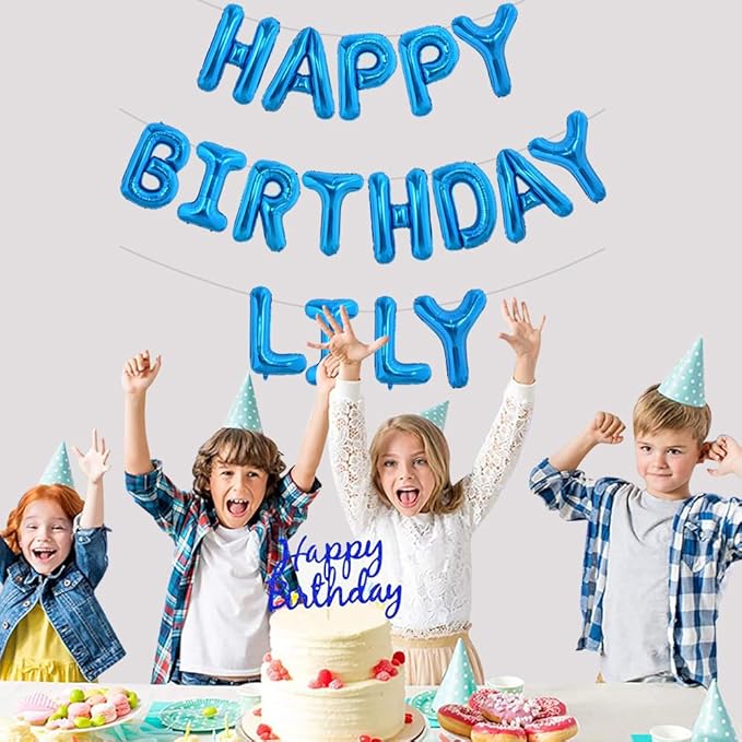 TONIFUL 65 Pcs 16 Inch Blue Happy Birthday Balloons and 2 Sets A-Z Foil Letters Balloons DIY Personalized Phrase Banner for Birthday Celebration Halloween Thanksgiving Christmas Party Decorations