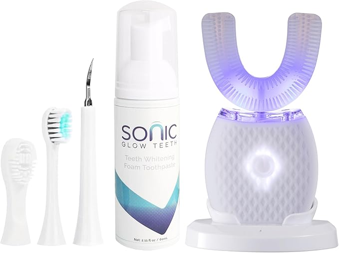 Automatic Toothbrush for Adults - Ultrasonic Electric Toothbrush with Soft Bristles Rechargeable Portable Waterproof Design 30s Timer, Wireless Charging Dual-Use for Travel & Home (White)