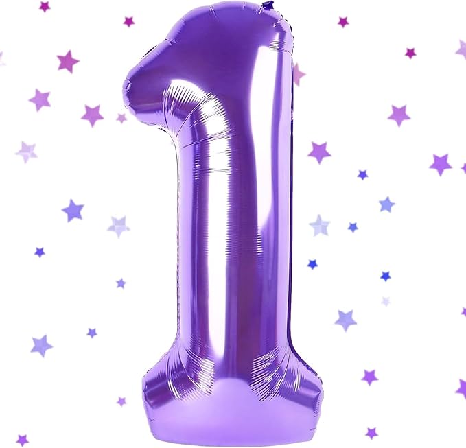 Purple Number Balloons, 40 Inch Purple Balloon 1.1 Helium Balloon 1st Birthday for 1 Years Birthday Decoration Children Girls Boys