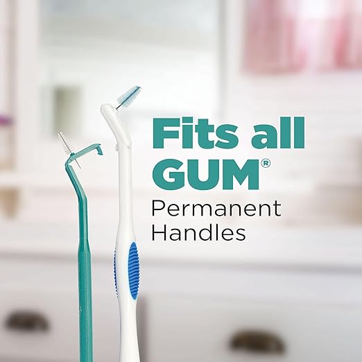 GUM Proxabrush Go-Betweens Refills - Tight - Compatible with GUM Permanent Handle -Reusable Interdental Brushes for Tight Teeth - Soft Bristled Dental Picks, 8 Count