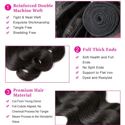 Body Wave Bundles with Closure 18 20 22+16 Inch 100% Brazilian Virgin Human Hair Bundles with Closure 12A Unprocessed Body Wave Weave 3 Bundles Human Hair with Closure 4x4 HD Lace