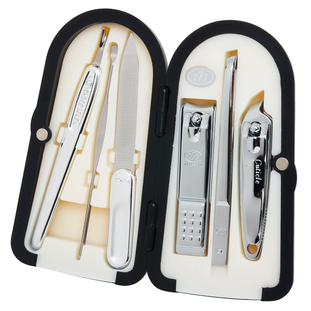 Korean Nail Clipper! World No. 1 Three Seven (777) Travel Manicure Grooming Kit Nail Clipper Set (6 PCs, 4000XG), MADE IN KOREA, SINCE 1975