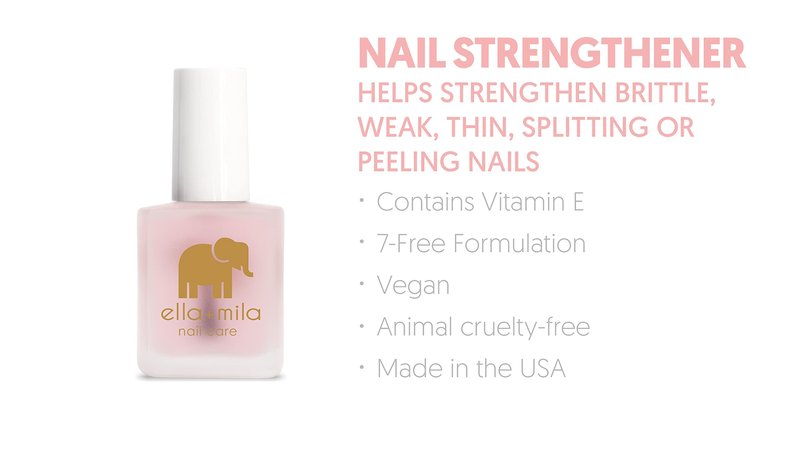 ella+mila Nail Strengthener and Growth Treatment - First Aid Kiss Nail Hardener for Damaged Brittle Thin Nails - Strengthening Polish with Vitamin E - Vegan (2-Pack)