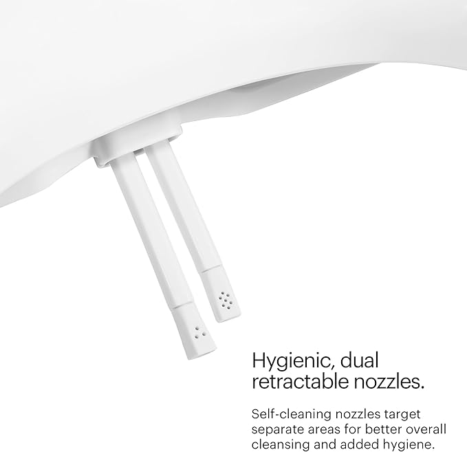 Brondell Bidet Toilet Seat Non-Electric Swash Ecoseat, Fits Elongated Toilets, White - Dual Nozzle System, Ambient Water Temperature - Bidet with Easy Installation