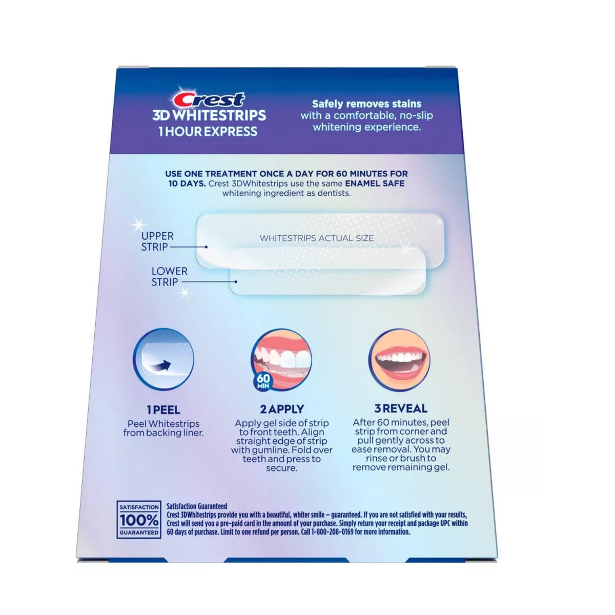 Crest 3D Whitestrips, 1 Hour Express, Teeth Whitening Strip Kit, 20 Strips (10 Count Pack)