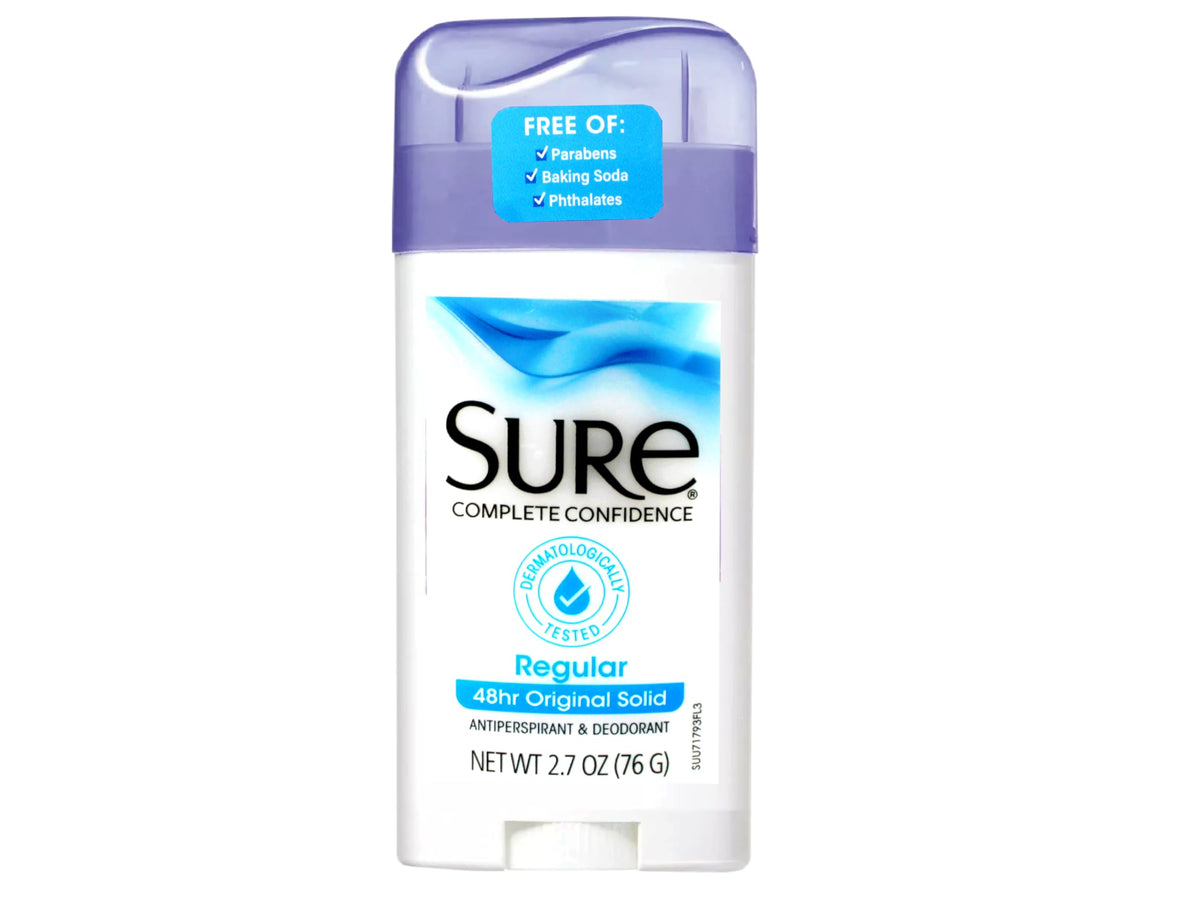 Sure Regular Original Solid Antiperspirant & Deodorant 2.7 Ounces, Pack of 4
