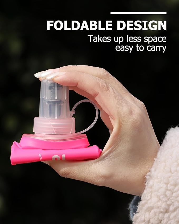 Folding Soft Flask Portable Collapsible Running Lightweight Water Bottle for Outdoor Sports,Travel with Mouthpeice Cover