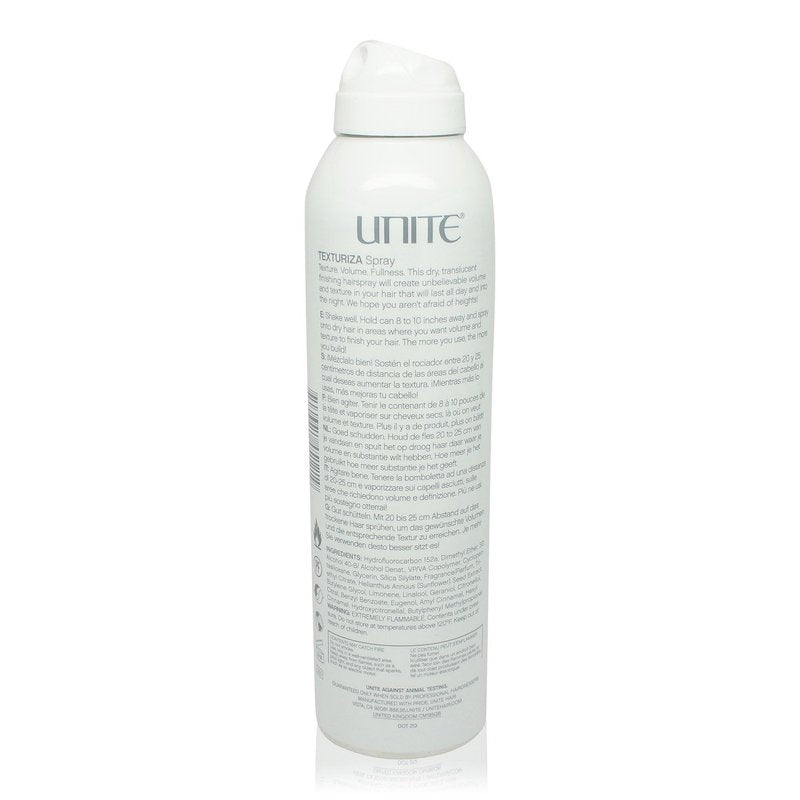 UNITE Hair – TEXTURIZA Texturizing Spray – Dry Finishing Spray for Weightless Volume, Texture & Medium Workable Hold – UV & Thermal Protection – 7 Oz