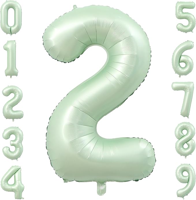 40 Inch Olive Green Large Number Balloons 0-9, Number 2 Balloons Foil Mylar Big Number Balloons, Helium Number Balloons Decorations For Birthday, Anniversary Events, Wedding Party