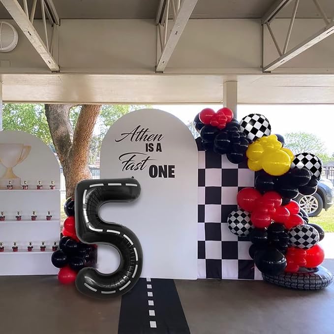 134pcs Balloons Race Car Birthday Party Supplies Decorations for Boys - Racing car Theme Party Supplies Happy Birthday Racecar Number Balloons Garland Kit Vroom Birthday Party Decorations