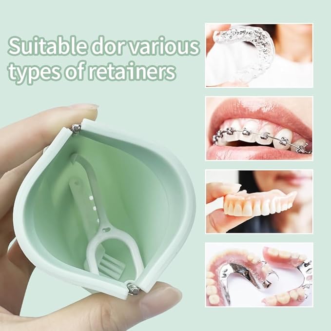1PC Silicone Retainer Case without Lanyard, Cute Vent Holes Denture Box, Mouth Guard Case Travel Holder for Girls, Women, Men (Pink)