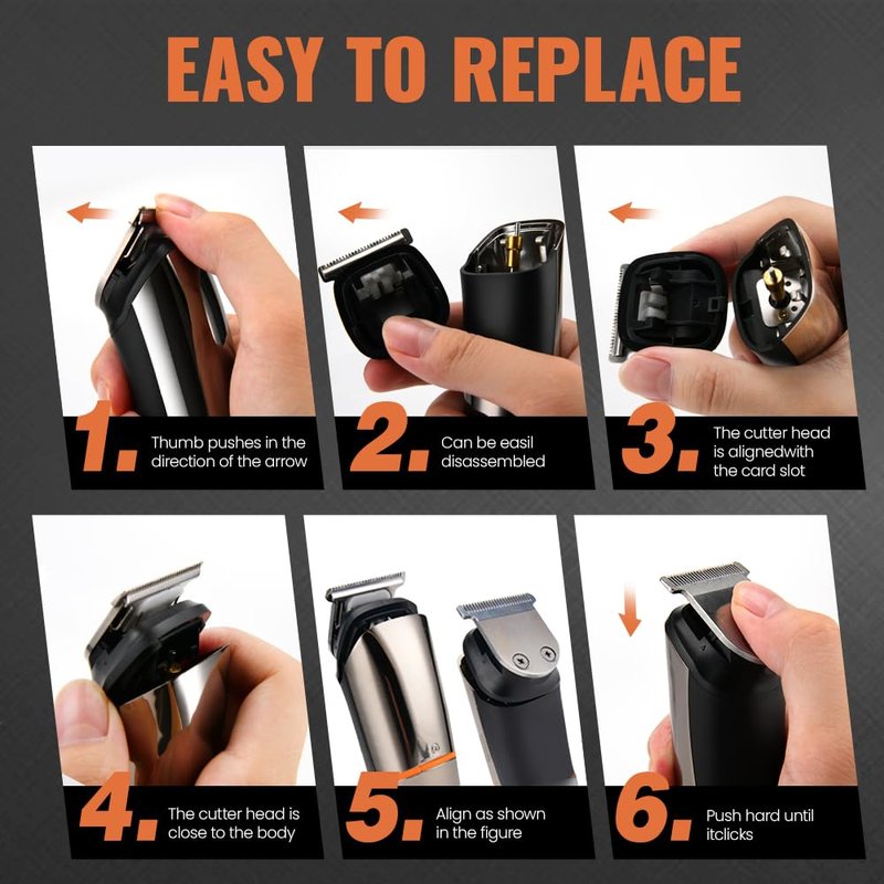 PRITECH Beard Trimmer for Men – 6-in-1 Cordless Grooming Kit, IPX6 Waterproof Wet & Dry with Foil Shaver & Nose Trimmer, USB-C Rechargeable 90min Runtime, Home Travel Use (Silver)