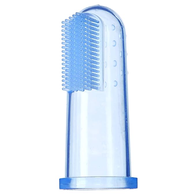 Brilliant Baby Finger Toothbrush - Silicone Gum Massager and Teether Brush for Infant-Toddler, 3 Months Old and Up, Blue/Clear, 2 Count