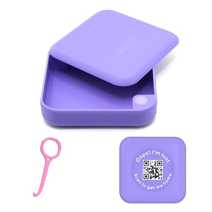 Kasse Invisalign Case Modern Aligner & Retainer Case with QR Code Recovery | Magnetic Twist Open | 3D Printed in the USA | Secure Travel Design | Includes Invisalign Remover Tool | Purple