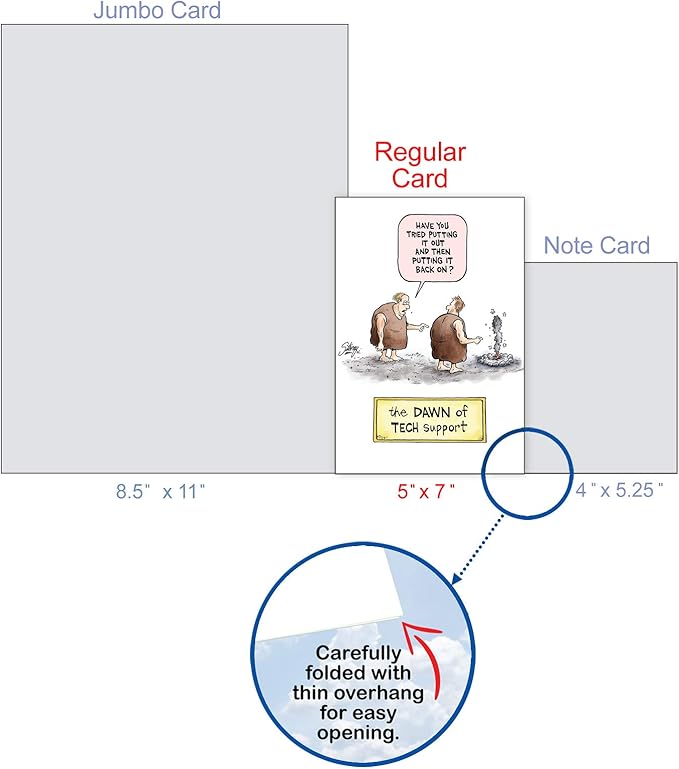 NobleWorks - 1 Funny Birthday Card Cartoons - Hilarious Comic Humor, Notecard with Envelope - Dawn of Tech Support C4038BDG