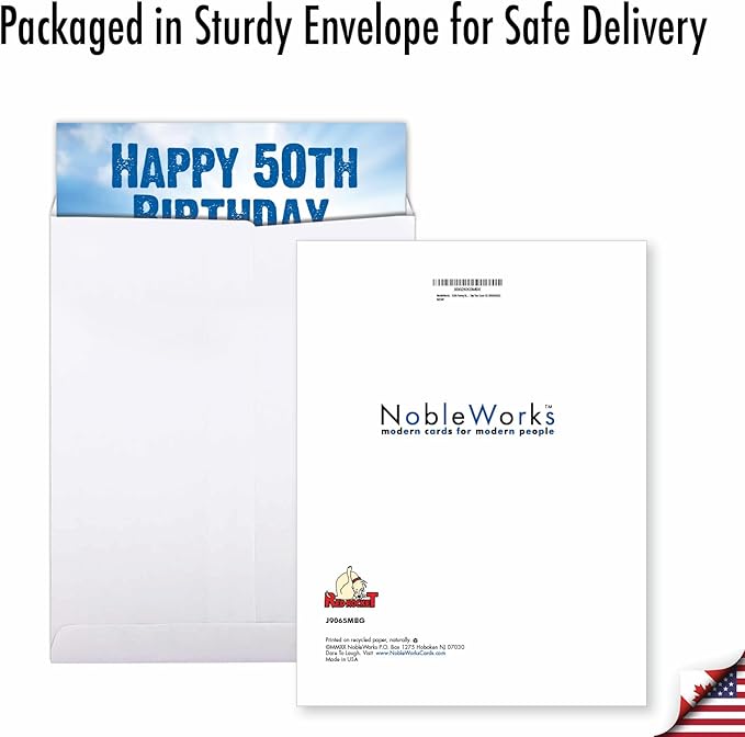 NobleWorks - 50th Funny Birthday Greeting Card (8.5 x 11 Inch) - 50 Years Old, Big Milestone Birthday Humor Card from Group - See You Soon 50 J9065MBG