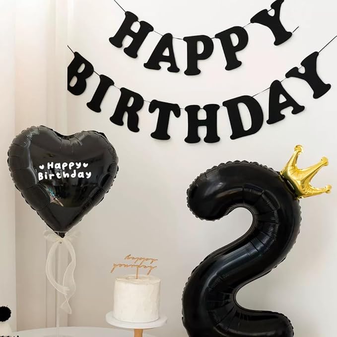 Black Number 2 Balloon with Crown, 40 inch Black Number Balloon 2nd Birthday Party Decoration Black Crown Balloons 0-9 for Birthday Party Anniversary Decorations Supplies
