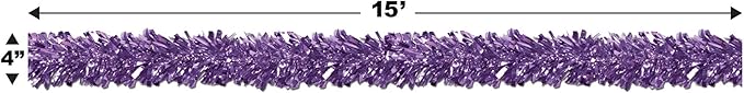 Beistle Metallic Festooning Garland Hanging Decorations, Birthday Party Supplies, 4" x 15', Purple