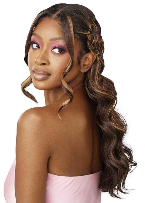 Outre Airtied 100% Fully Hand-Tied Wig - Human Hair Blend - Natural Body Wave 22" (DR CHOCOLATE TOFFEE)