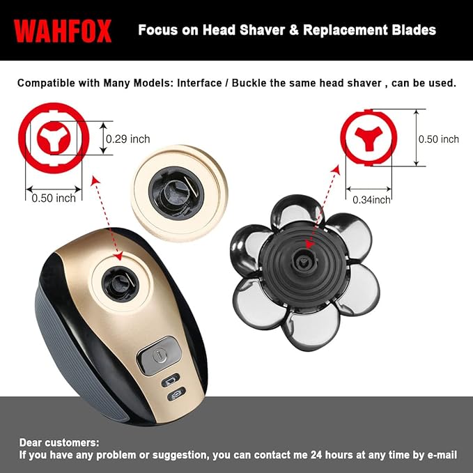 FOXSONIC Universal 7 Blades Head Shaver Replacement Heads Compatible with Wyklaus SHPAVVER shaver Many Main Brands Electric Shaver Razor Bald Men Head Shaver Blades