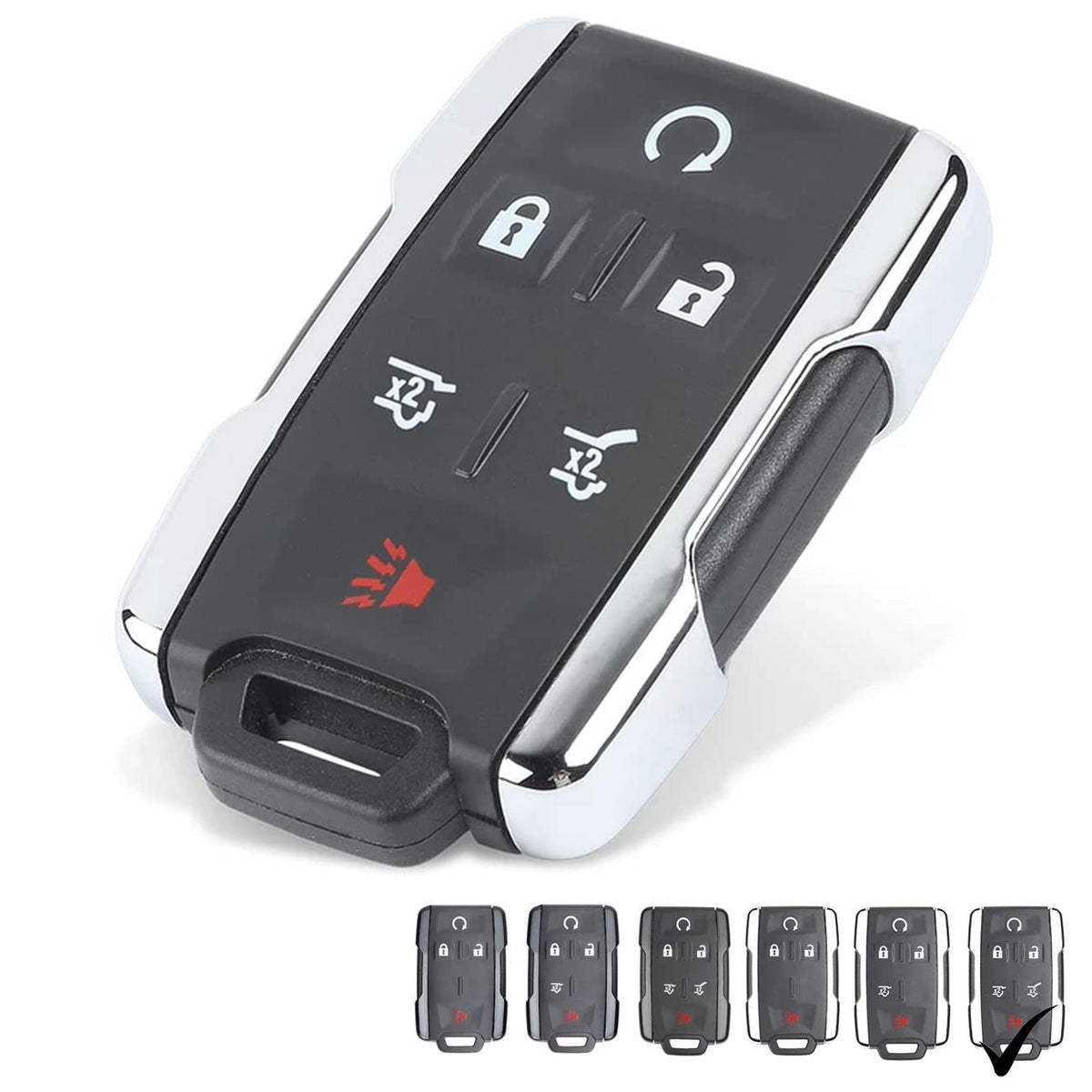 Replacement Key Fob Case Cover Fit for Chevy Tahoe Suburban GMC Yukon Smart Remote Control Key Fob Shell (Silver-6 Buttons)