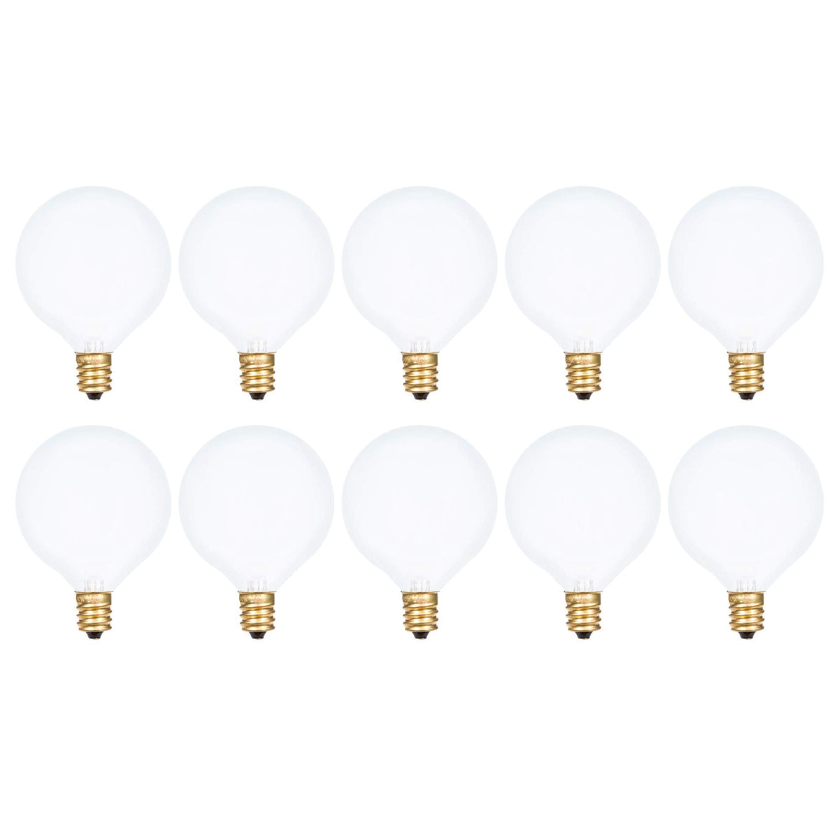 Simba Lighting Small Globe G16.5 Round Bulb 40W E12 Candelabra Base (10 Pack) for Chandelier, Ceiling Fan Light, Decorative Vanity Lights, Wall Sconce, Frosted Glass 120V, 2700K Warm White Dimmable