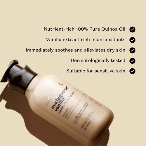 Nativa SPA by O Boticário, Vanilla Soothing Body Care Bundle: Madagascar Vanilla Body Lotion, Body Oil and Body Scrub