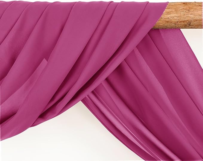 Wedding Arch Draping Fabric 30'' x 18FT Sheer Chiffon Arch Drape Backdrop 1 Panel Fuschia Drape for Baby Shower Photo Booth Church Decor Birthday Party Outdoor Decor