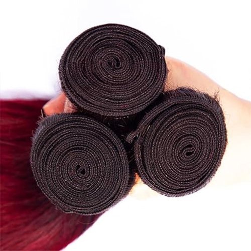 Ombre Burgundy Human Hair Bundles 20 22 24 Inch T1B/99J Straight Burgundy Bundles Human Hair 100% Unprocessed Soft Sew in Bundle with Double Weft for Black Women