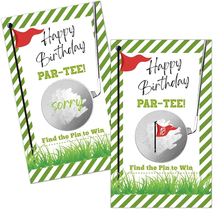 Haizct 50 Pack Happy Birthday Theme Scratch Off Game, Scratch Card for 18th Birthday Party Lottery Group Game, 18th Gifts for Golf Lover, Raffle Tickets, Baby Shower