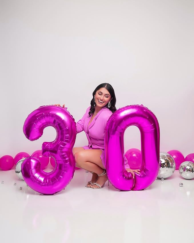 Rosy Purple Number 2 Balloon 40 Inch, 2 Balloon Number, 2nd Birthday Decorations for Baby Girls Boys Toddlers